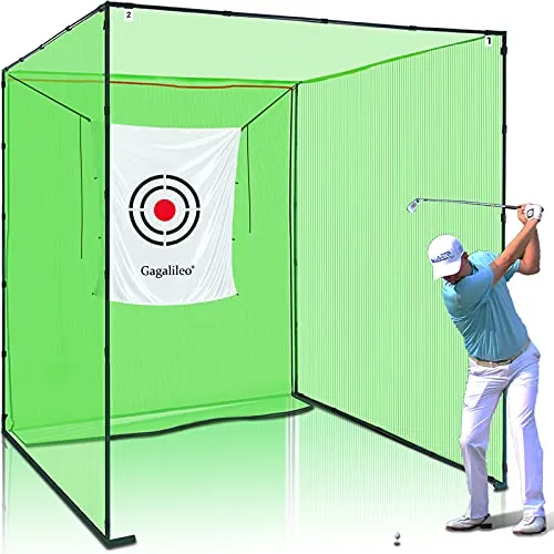 10x10 Golf Cage - Premium Golf Net with Target & Hitting Mat