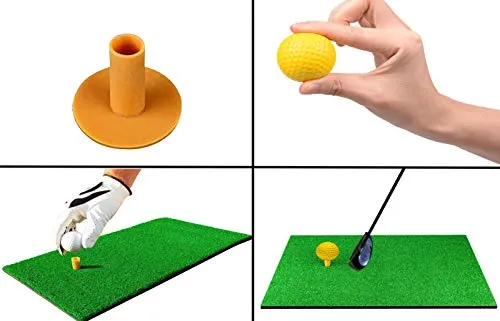 12x24 Golf Chipping Pad Mat - Golf Tee, 4 Balls - Small Golf Hitting Mat