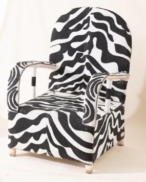 African Beaded Chair - Black and White