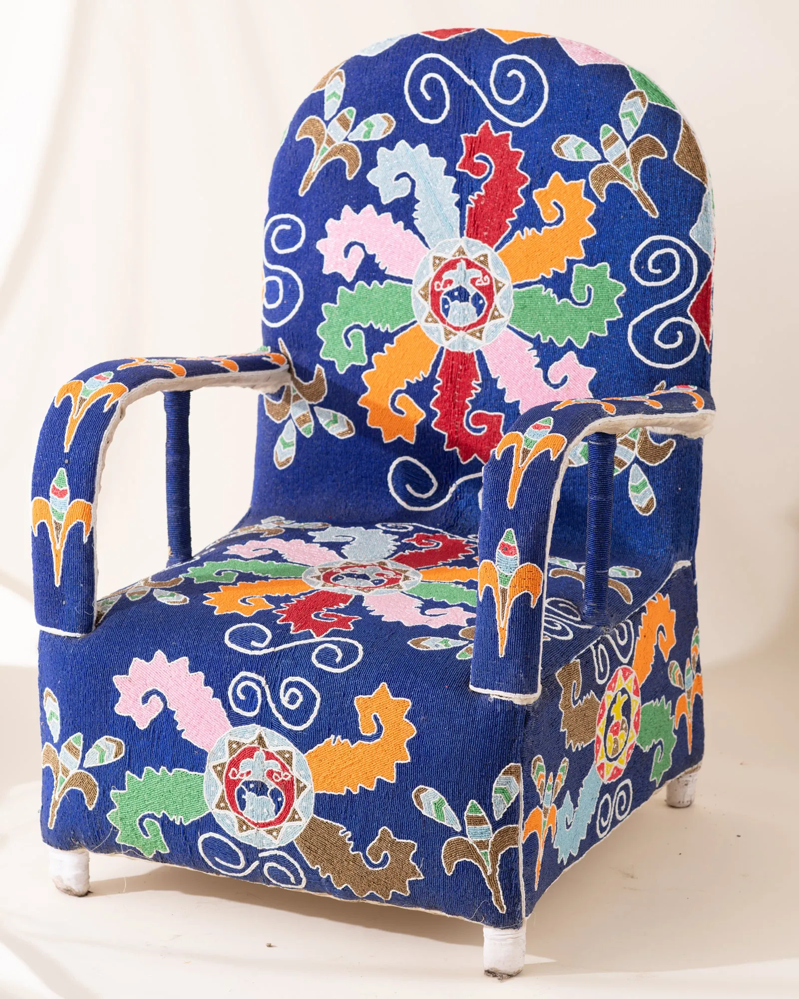 African Blue Beaded Chair