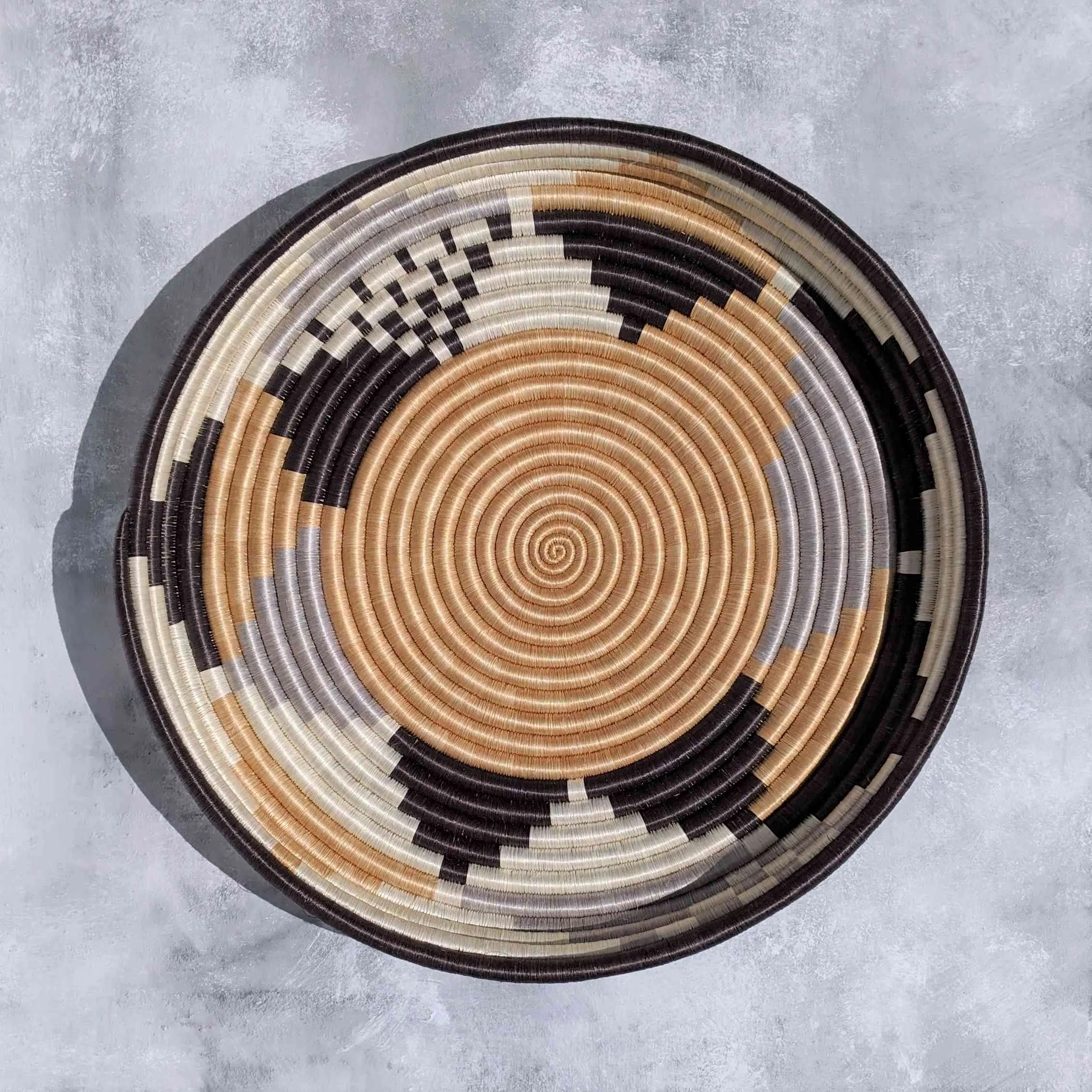 African Round Basket Tray | Neutral Colours.