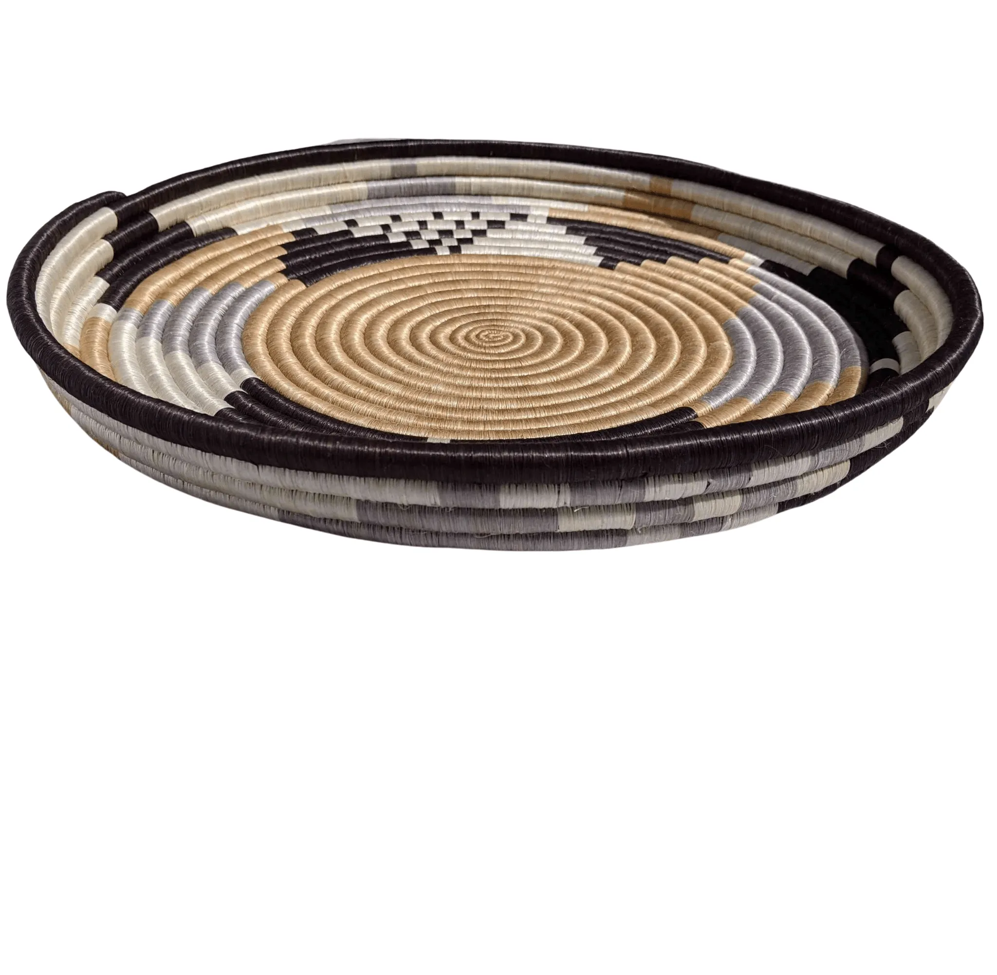 African Round Basket Tray | Neutral Colours.