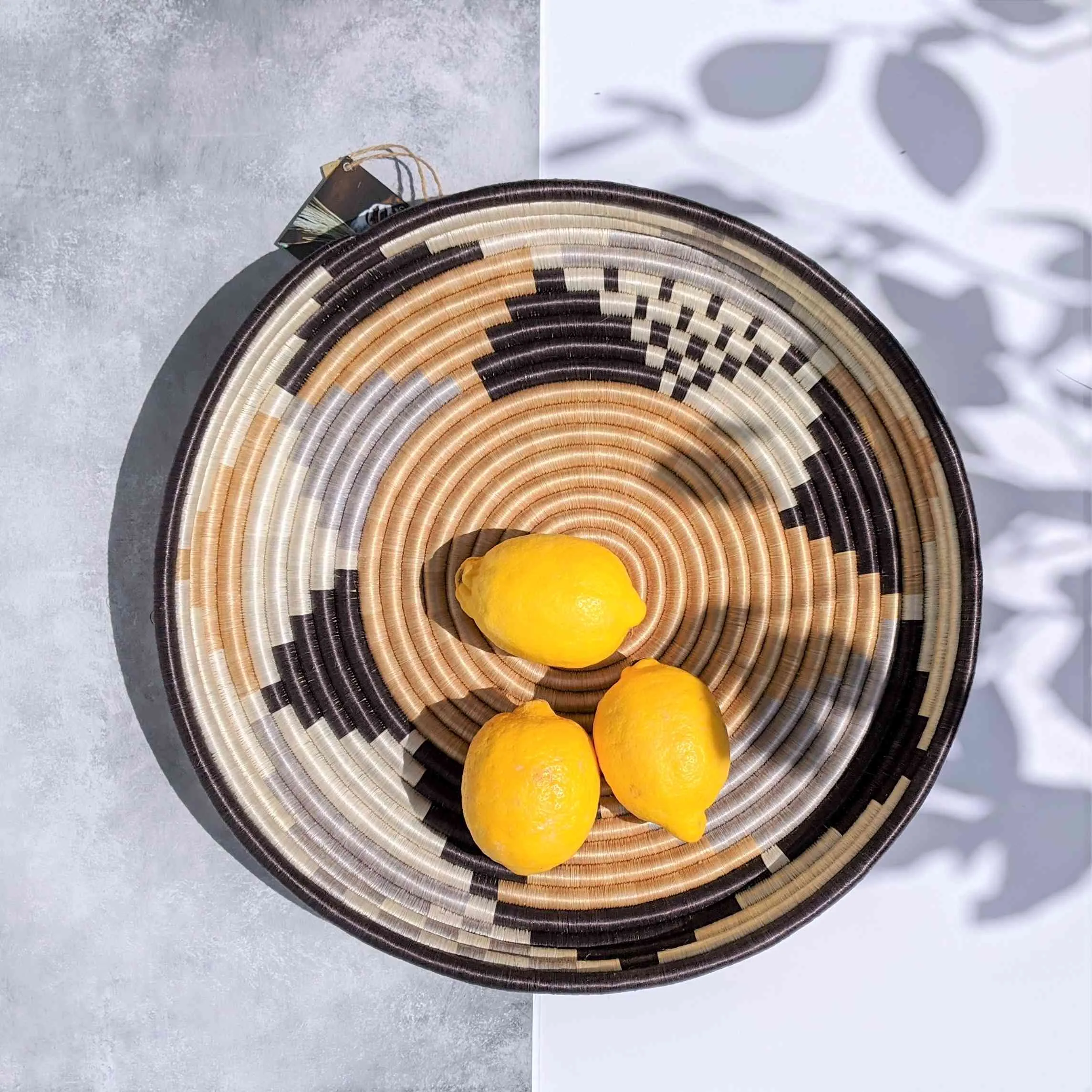 African Round Basket Tray | Neutral Colours.