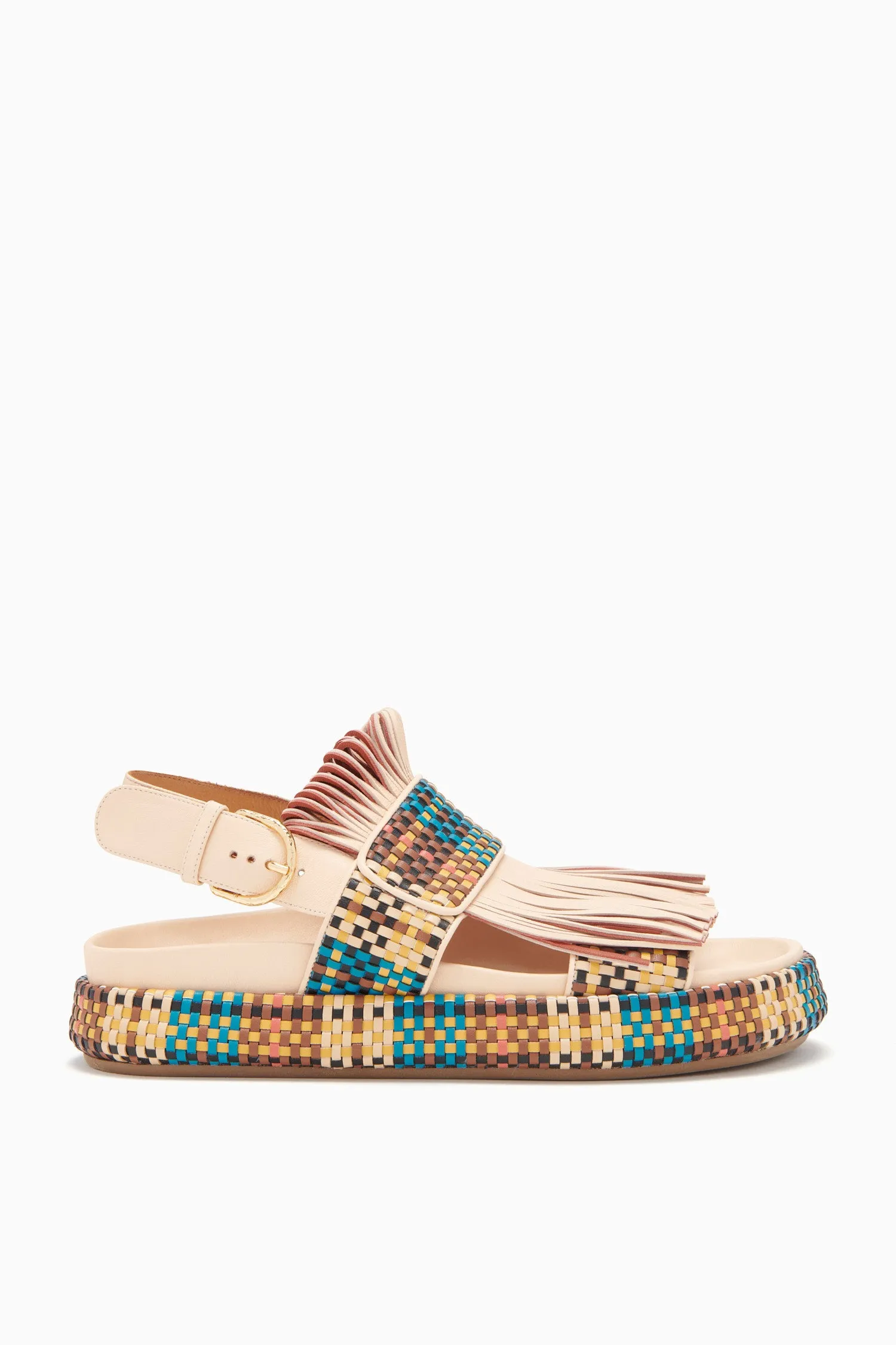 Alba Sport Sandal with Woven Fringe - Wheat Color