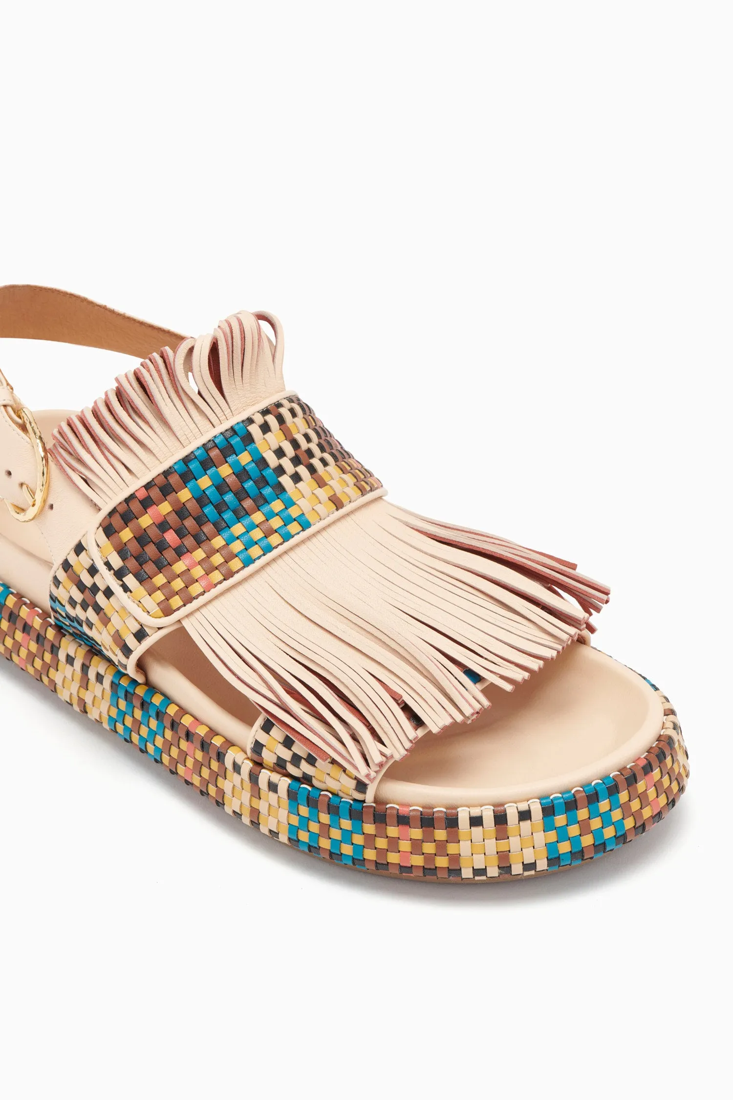 Alba Sport Sandal with Woven Fringe - Wheat Color