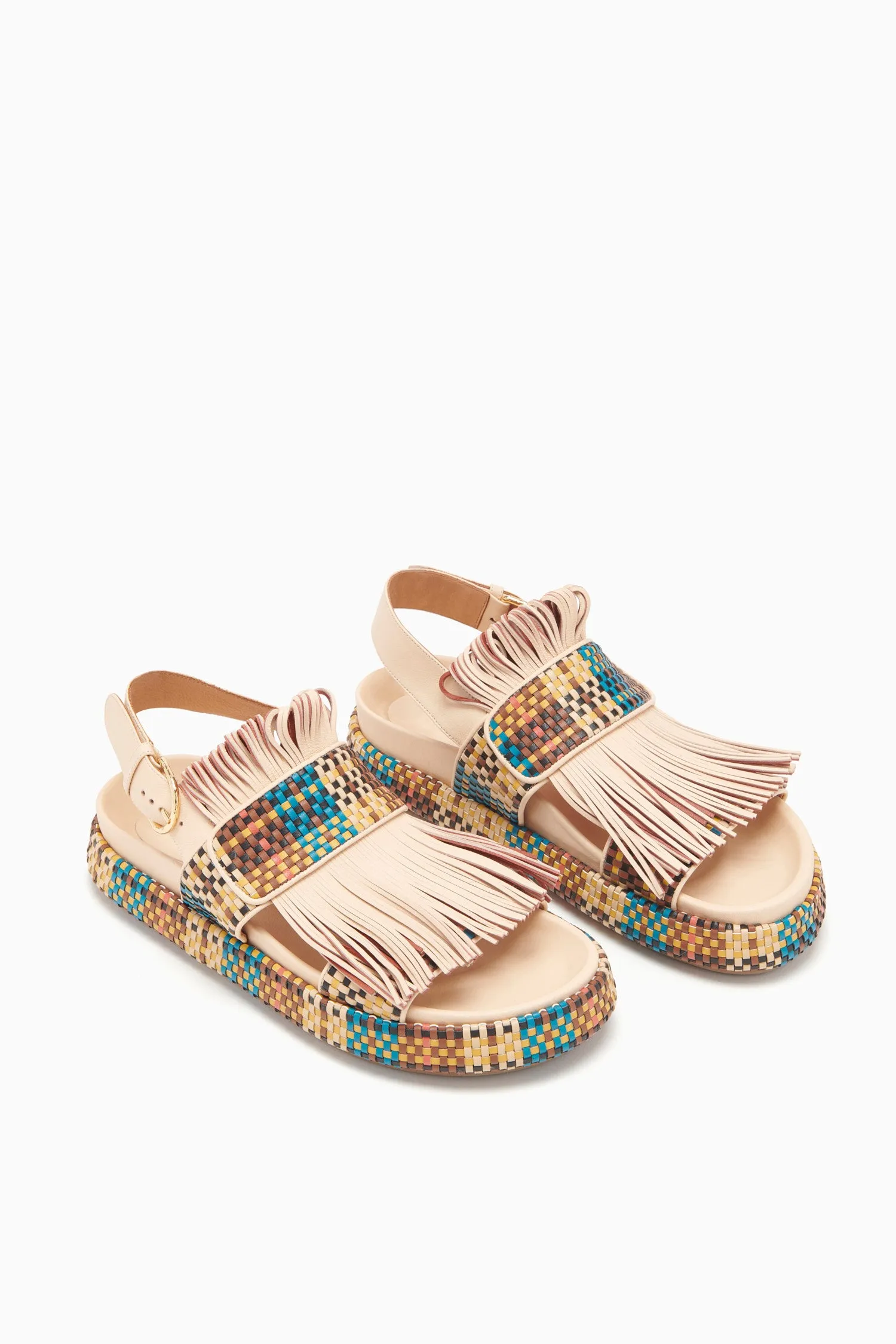 Alba Sport Sandal with Woven Fringe - Wheat Color