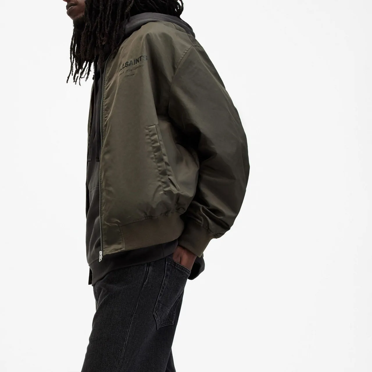 ALLSAINTS Underground Logo Bomber Jacket - Green