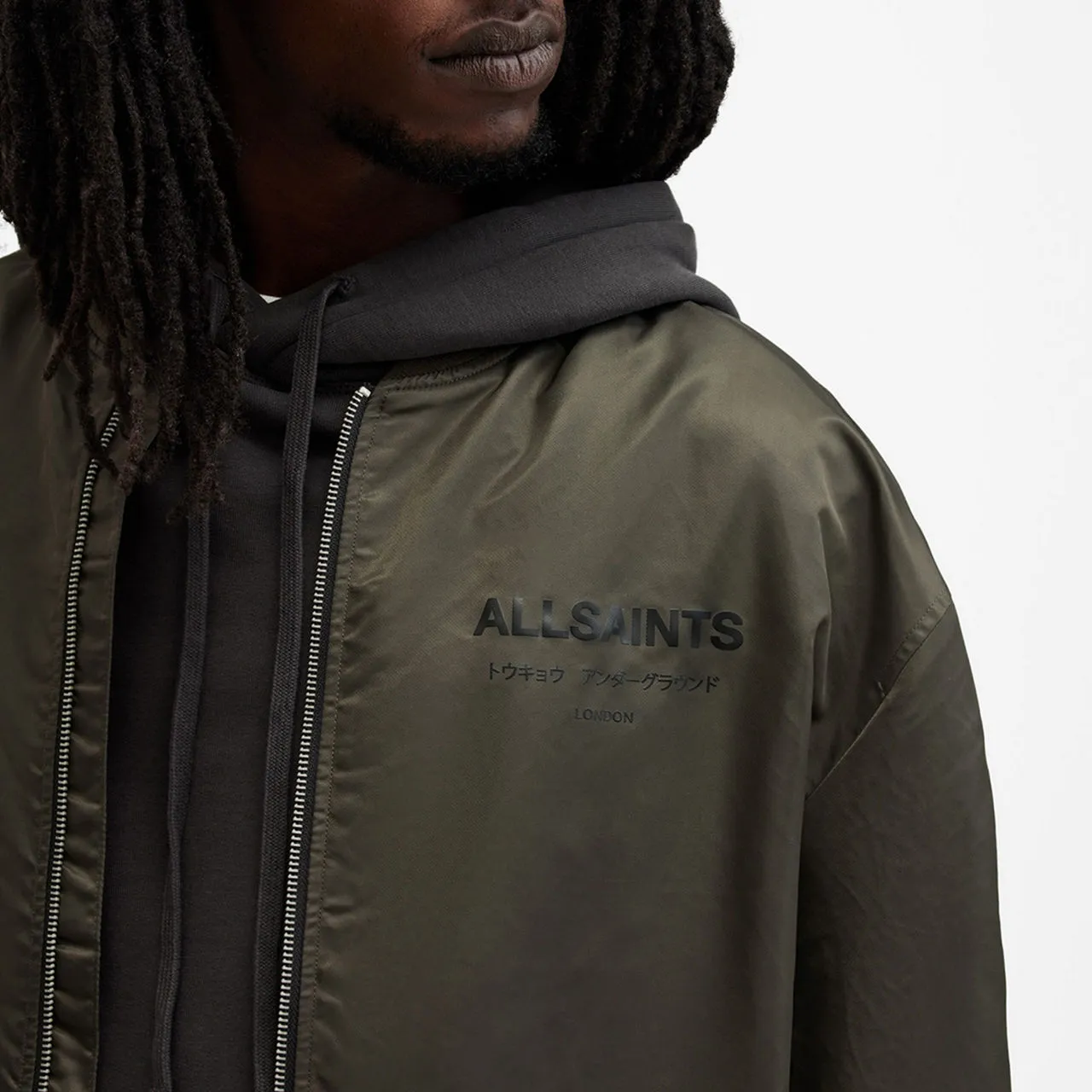 ALLSAINTS Underground Logo Bomber Jacket - Green