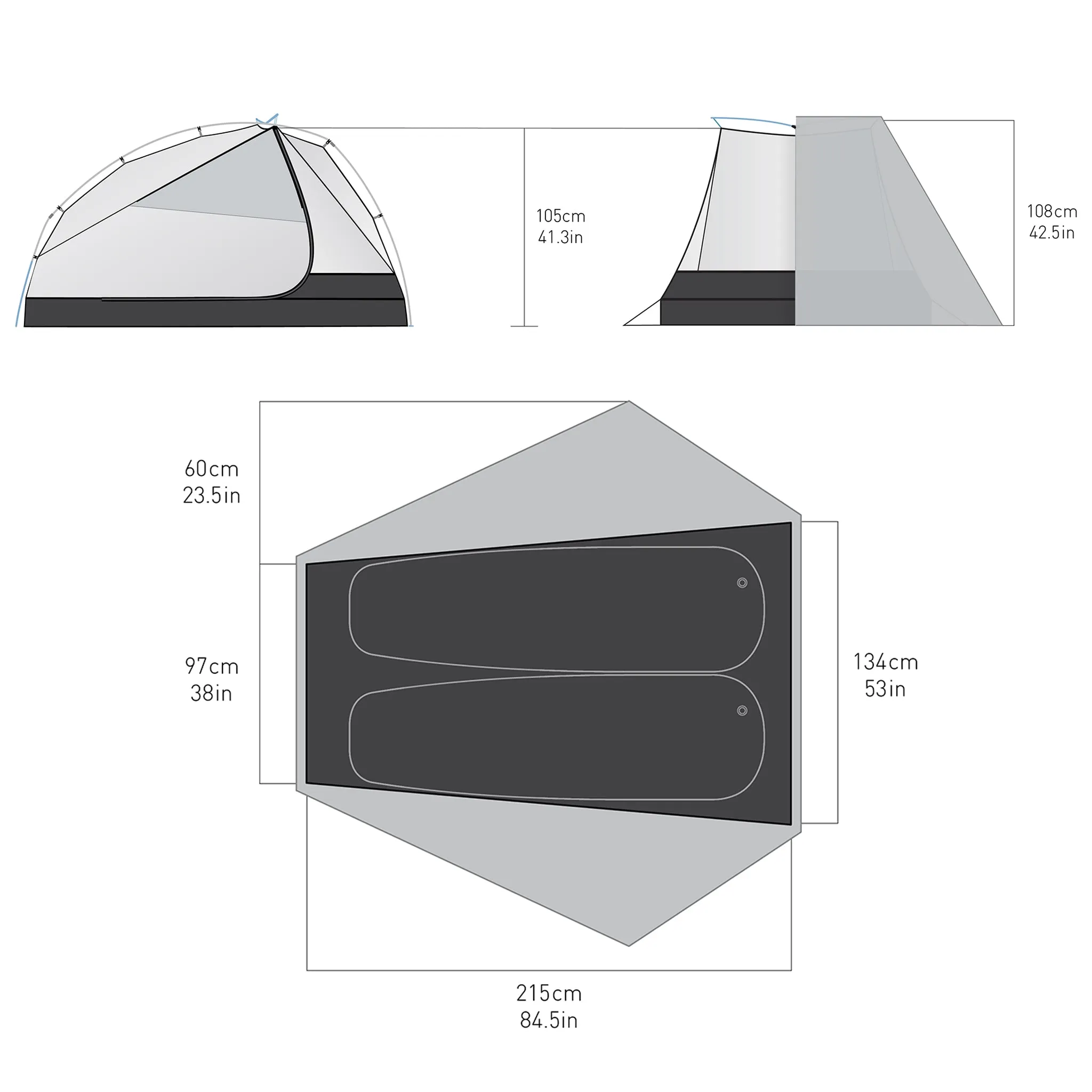 Alto Ultralight Tent - Semi-Free Standing Option