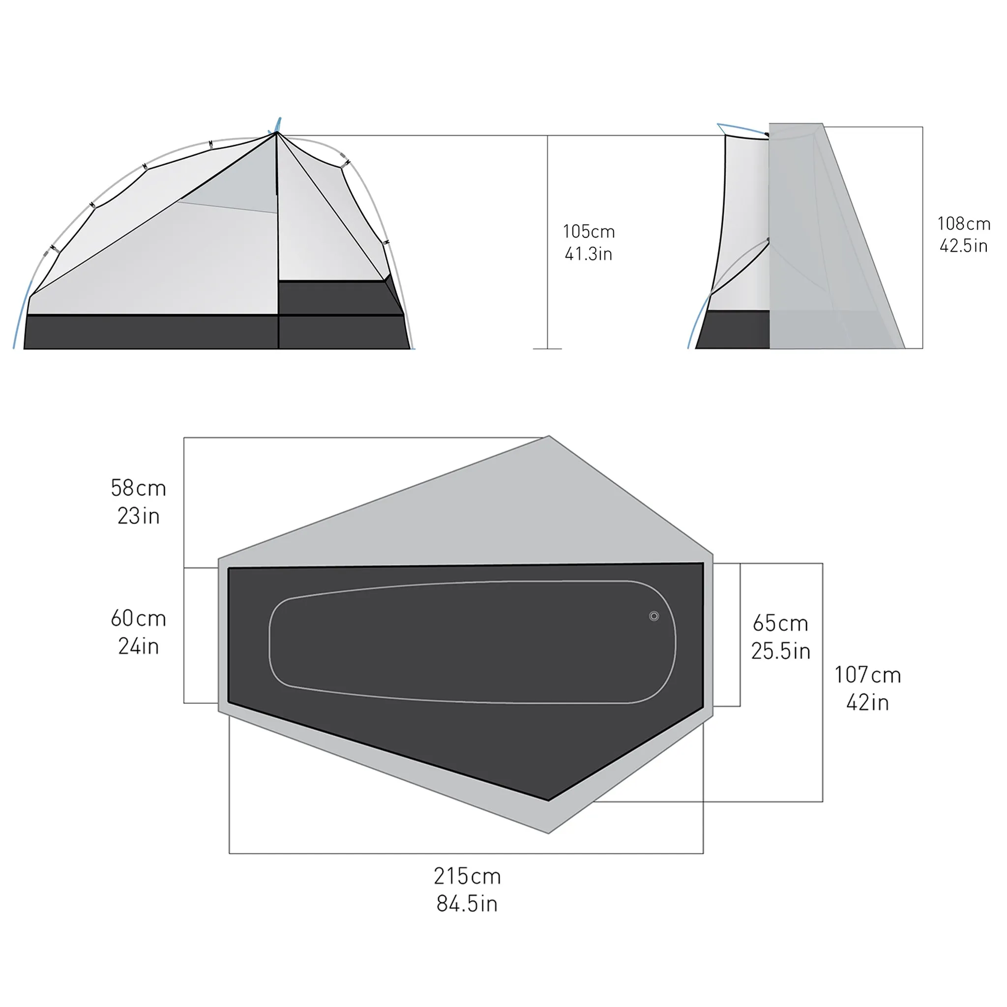 Alto Ultralight Tent - Semi-Free Standing Option