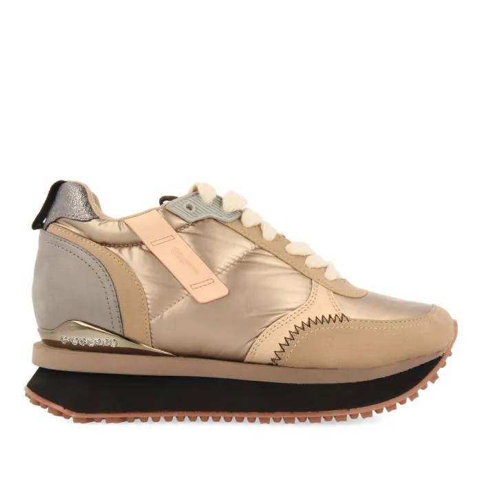 Anif women's cushioned gold monochrome sneakers with details and inner wedges