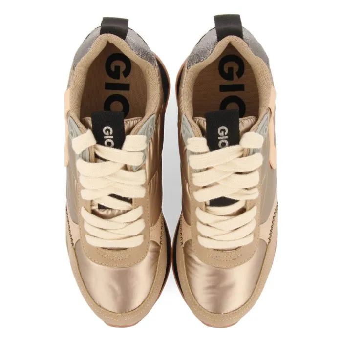 Anif women's cushioned gold monochrome sneakers with details and inner wedges