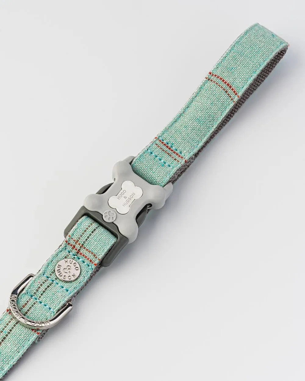 Aqua Checked Tweed Dog Lead