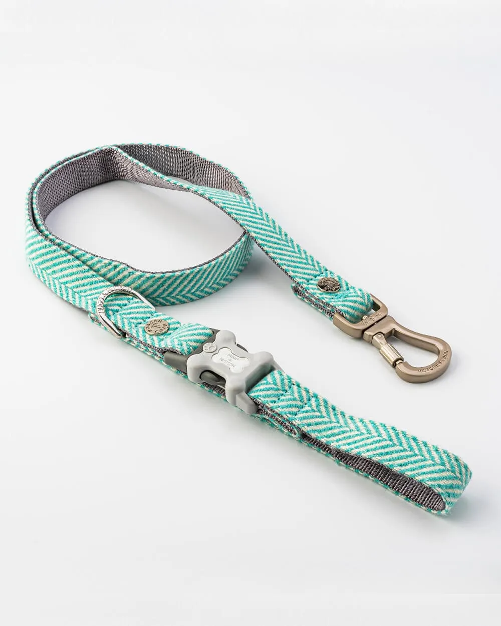 Aqua Herringbone Dog Leash