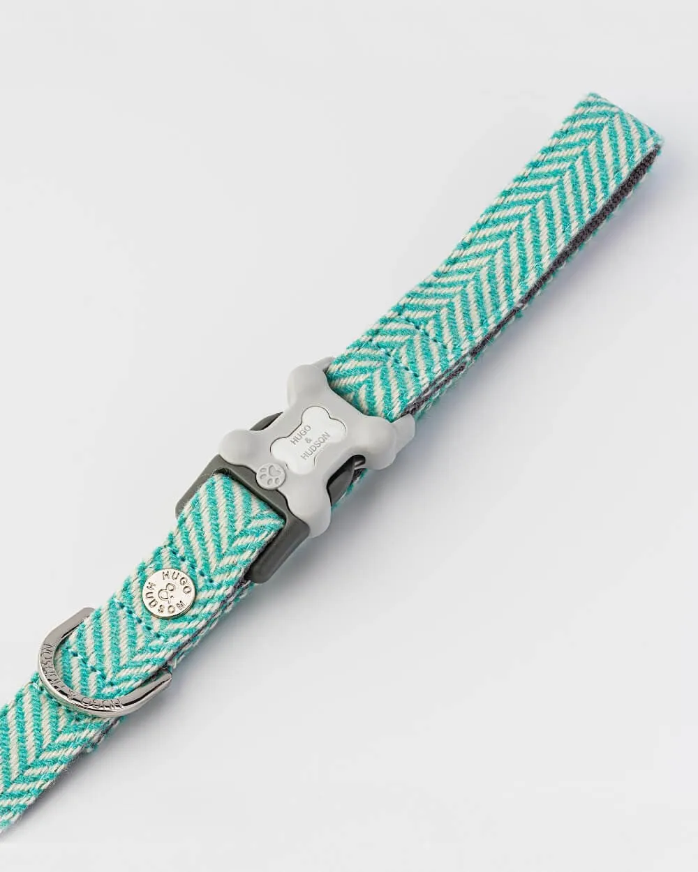 Aqua Herringbone Tweed Dog Lead