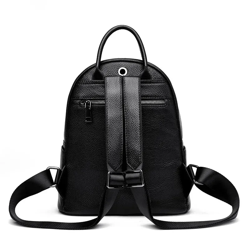 Ashore Shop - Women's Leather Backpacks - Luxury Solid Color Cow Leather Backpack