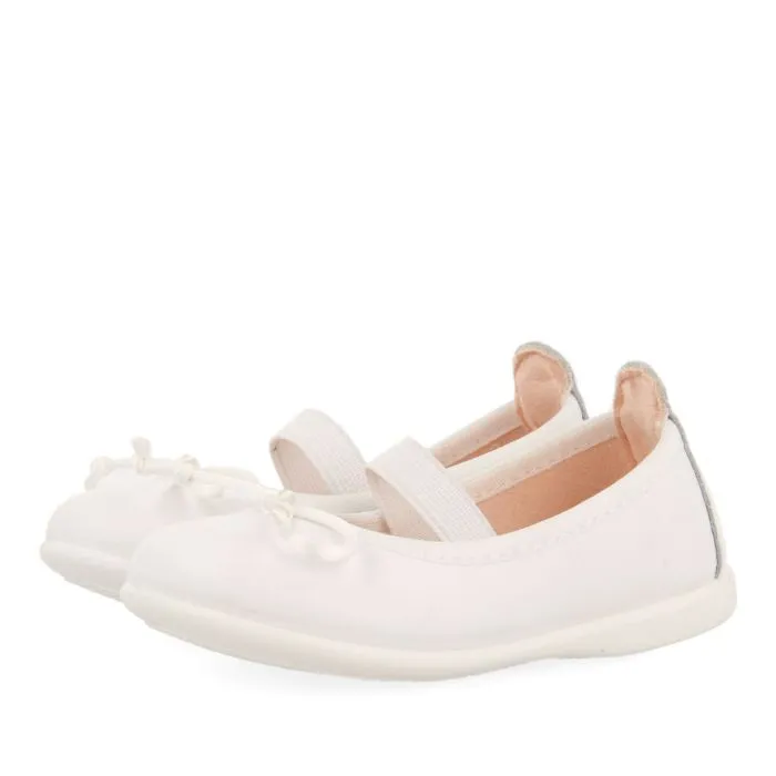 Bancigny girls white leather ballet flats