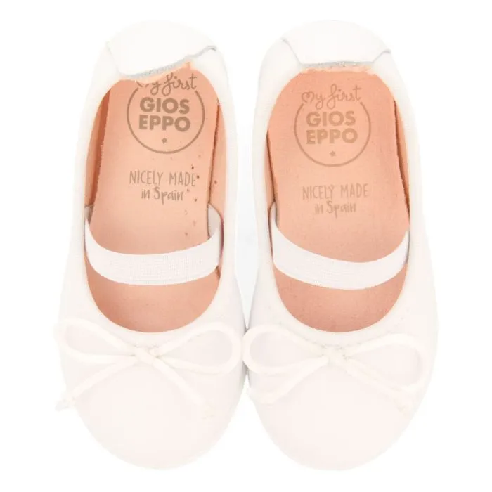 Bancigny girls white leather ballet flats