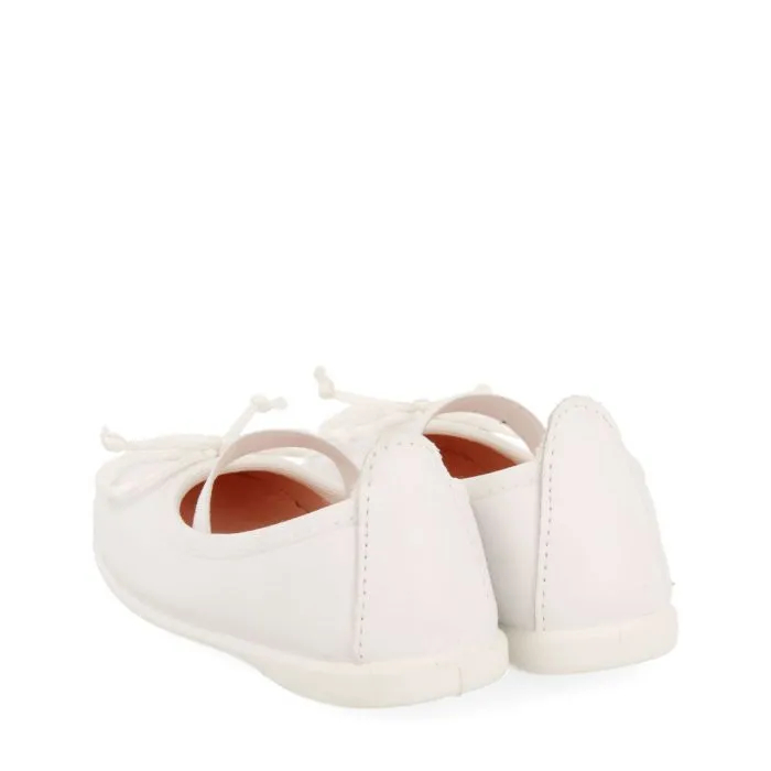 Bancigny girls white leather ballet flats