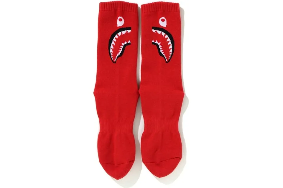 Bape red shark socks