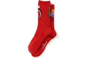 Bape red shark socks