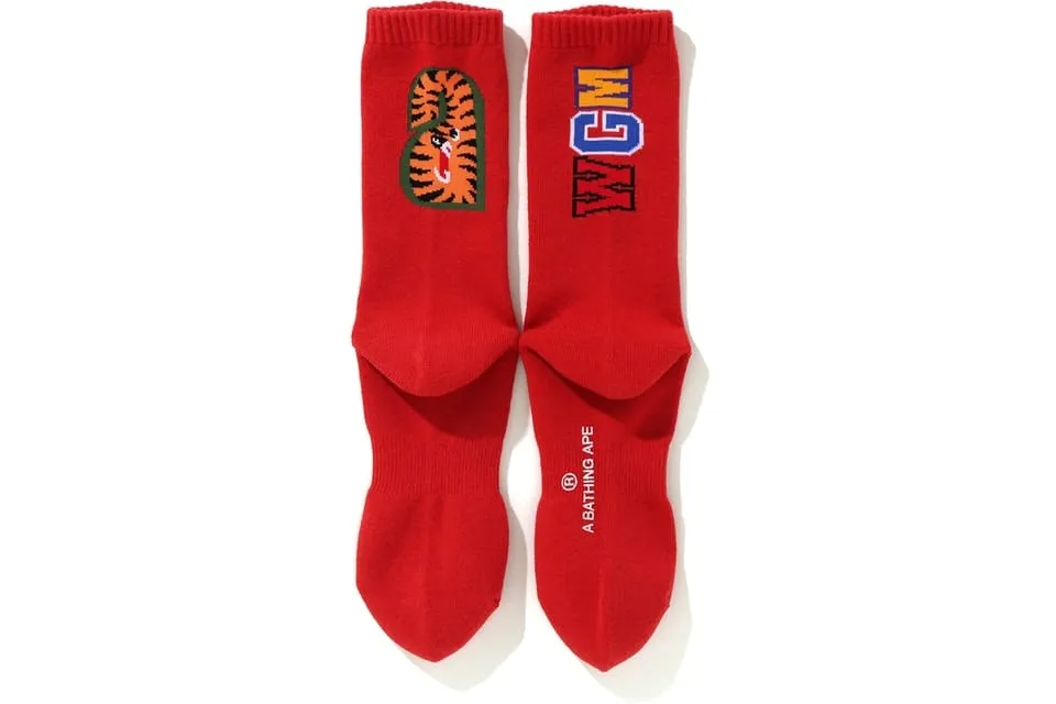 Bape red shark socks