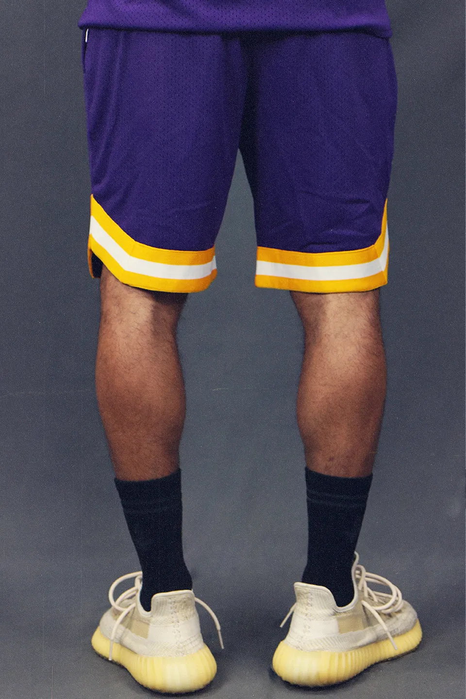 Basketball Shorts Purple Los Angeles Retro Mesh Men's Workout Hooper.