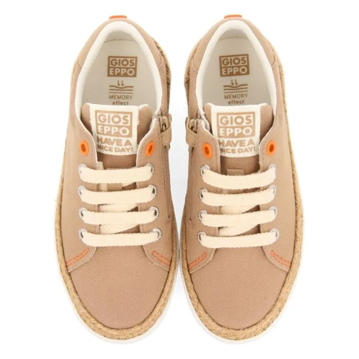 BEIGE SNEAKERS WITH RAFFIA DETAIL AND COLOR ACCENTS FOR BOYS AND GIRLS TUNJE