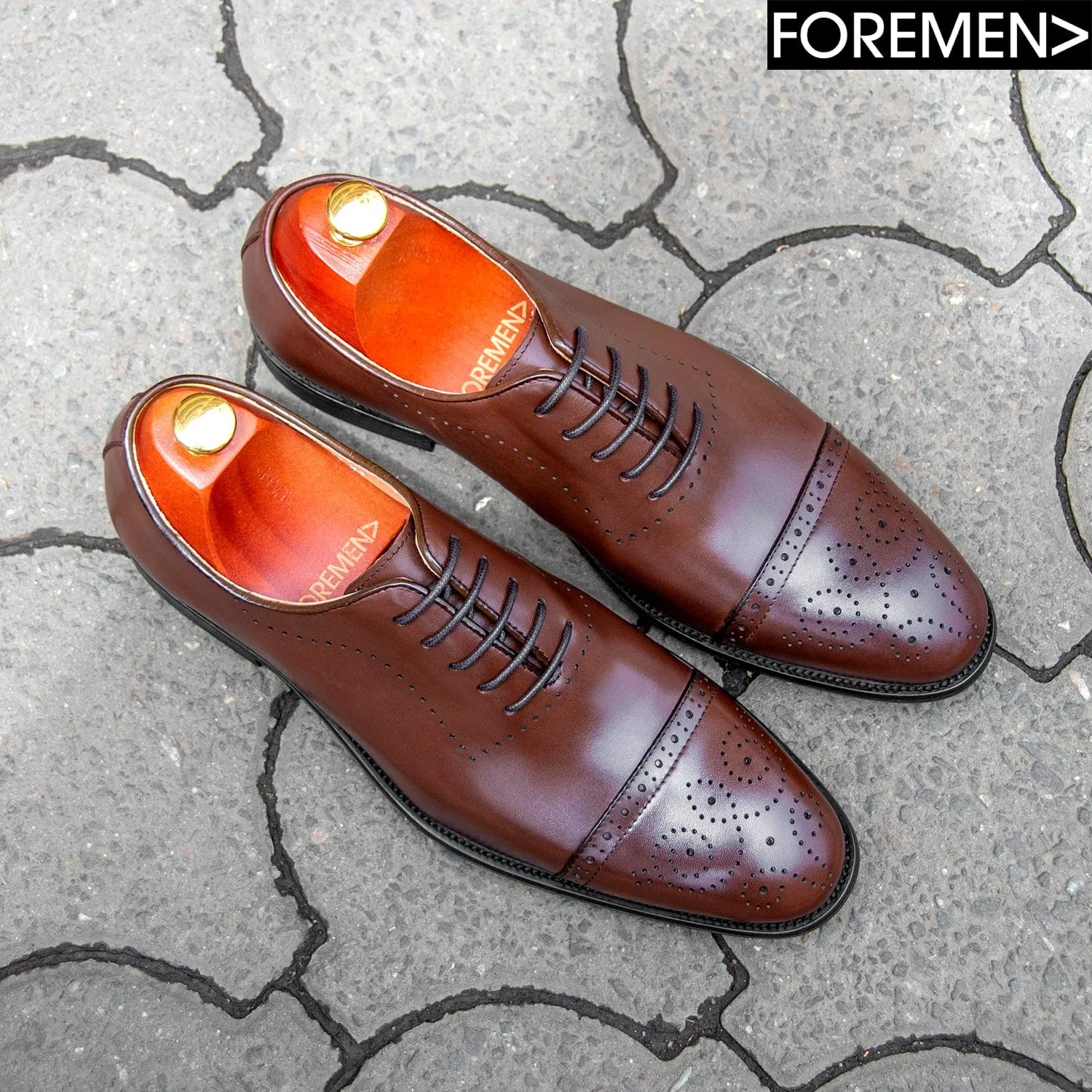 BENEDICT | Cognac Cap Toe Oxfords - Shop Now