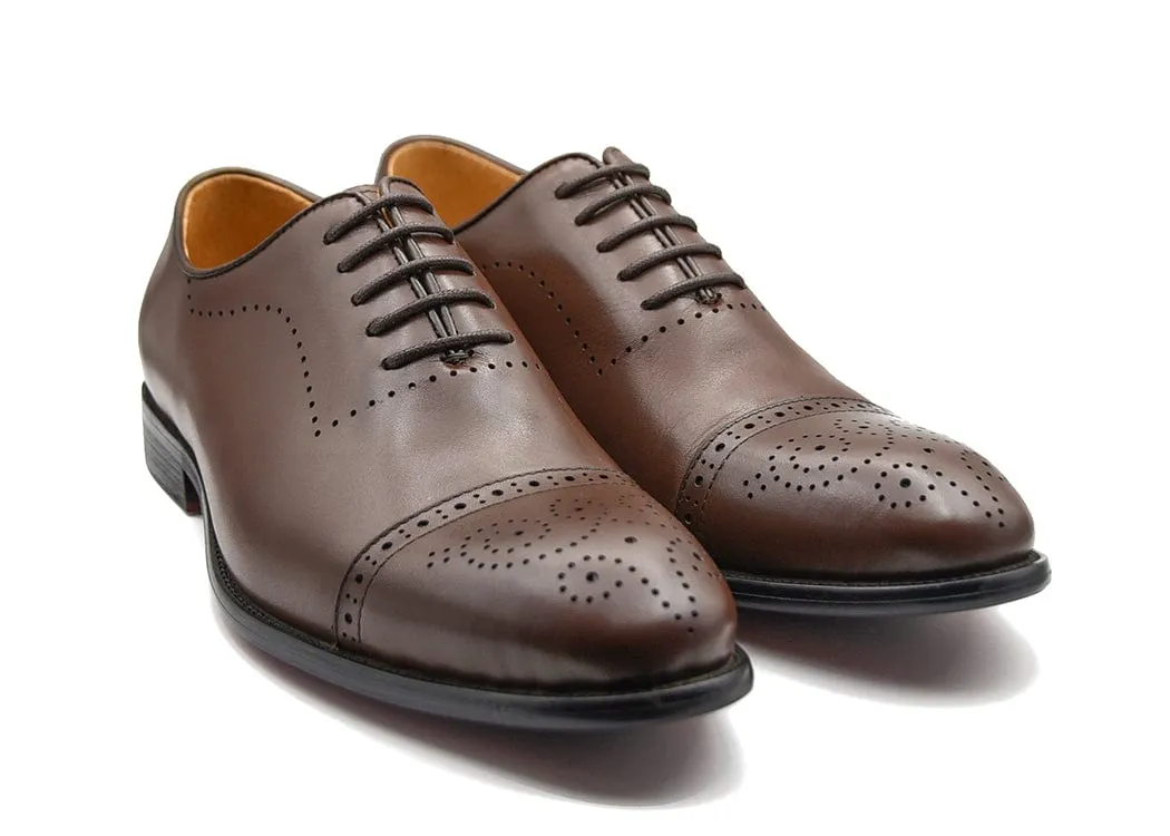 BENEDICT | Cognac Cap Toe Oxfords - Shop Now