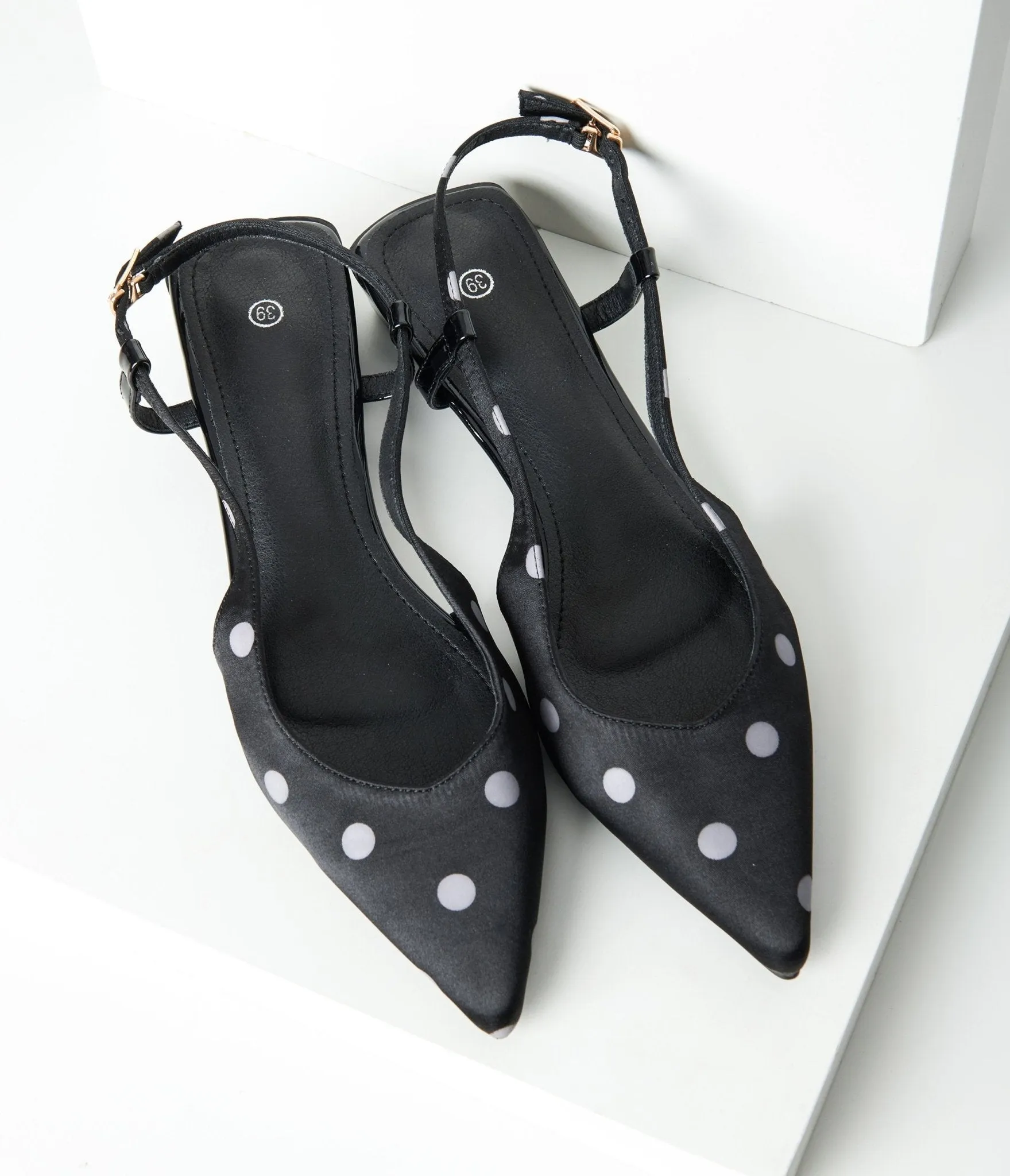 Black and White Polka Dot Slingback Flats.