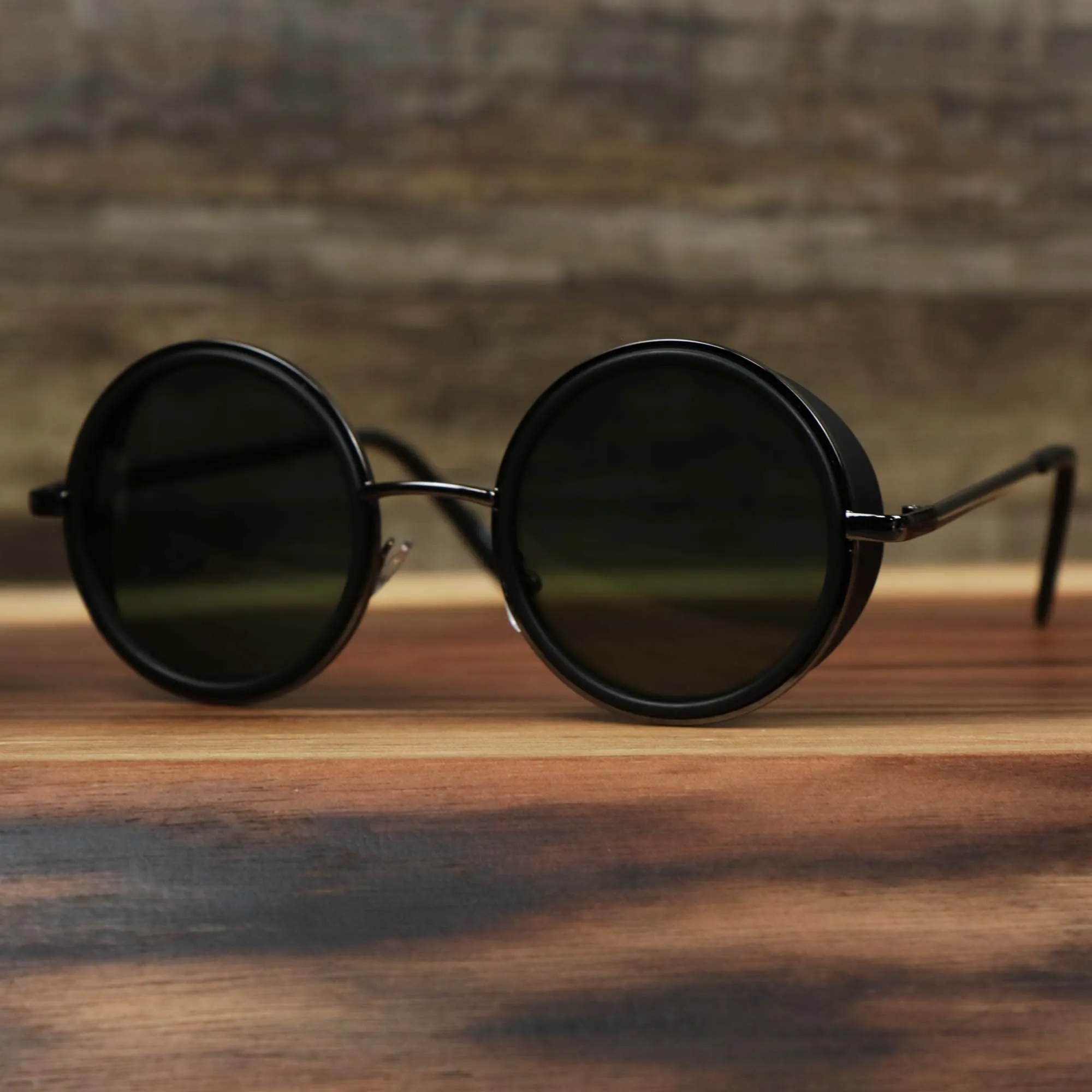 Black Circle Frame Sunglasses with Black Lens