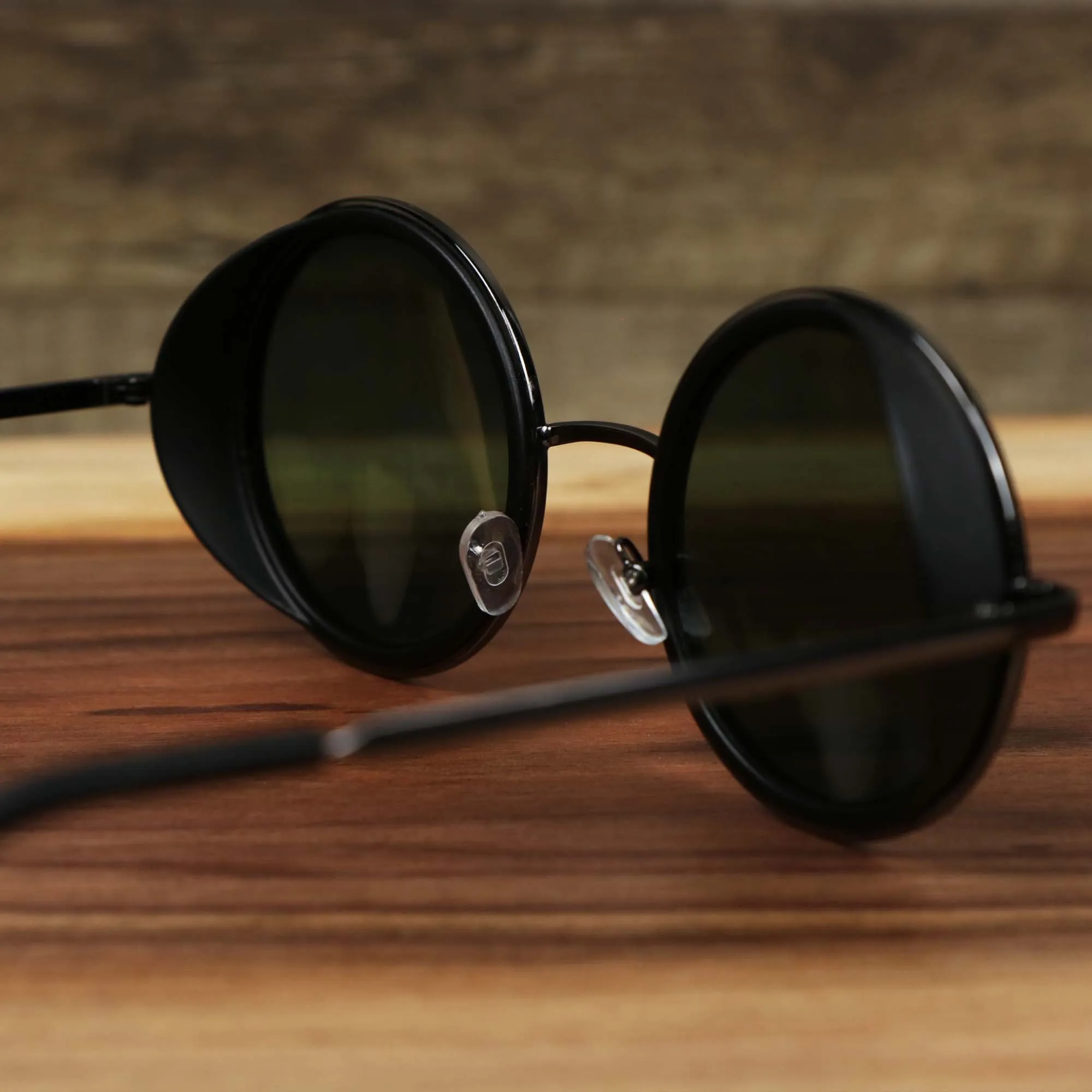 Black Circle Frame Sunglasses with Black Lens