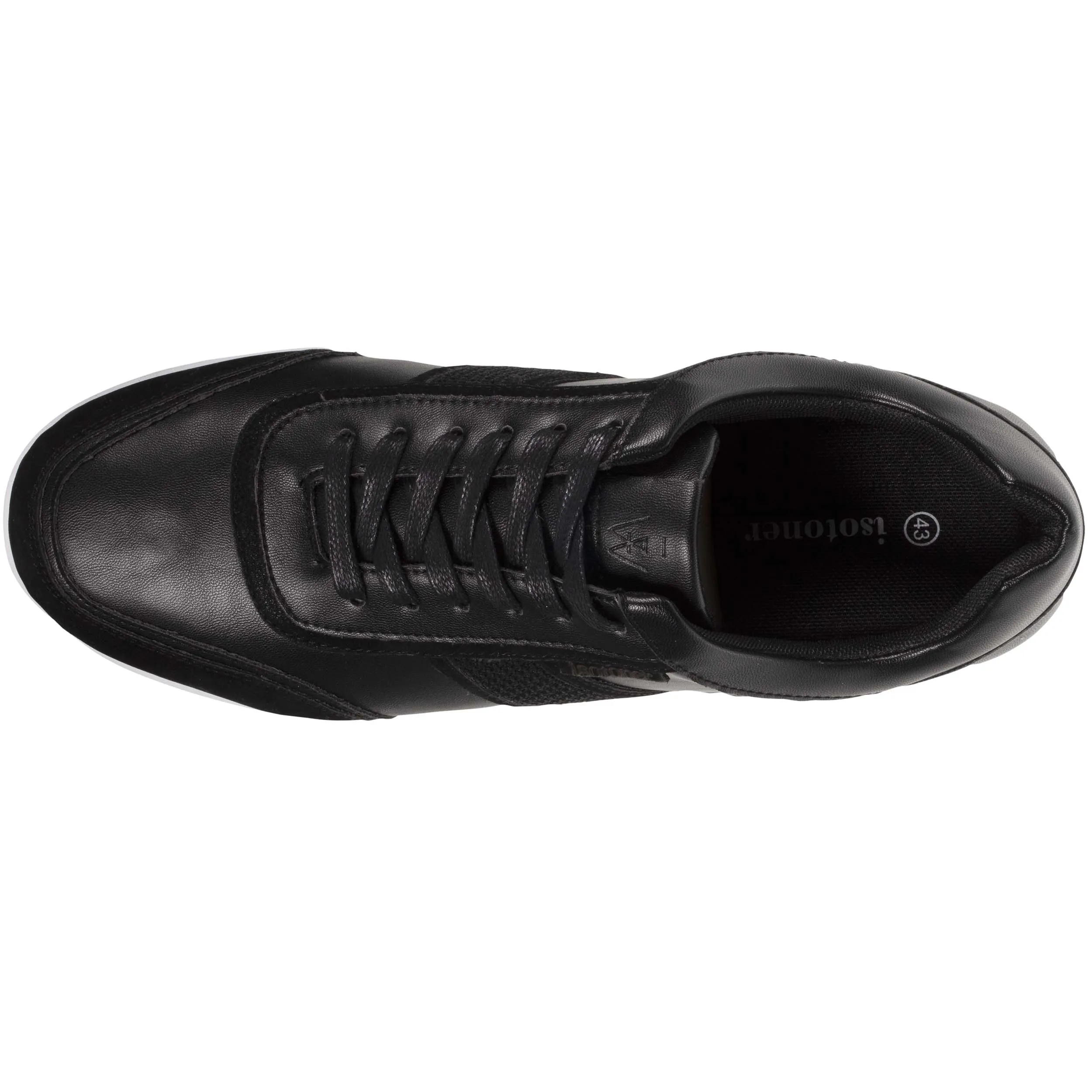 Black Comfort Men's Sneakers with Mixed Materials