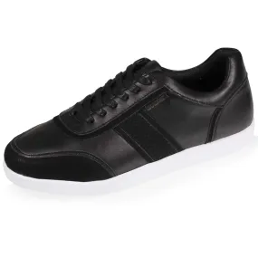 Black Comfort Men's Sneakers with Mixed Materials