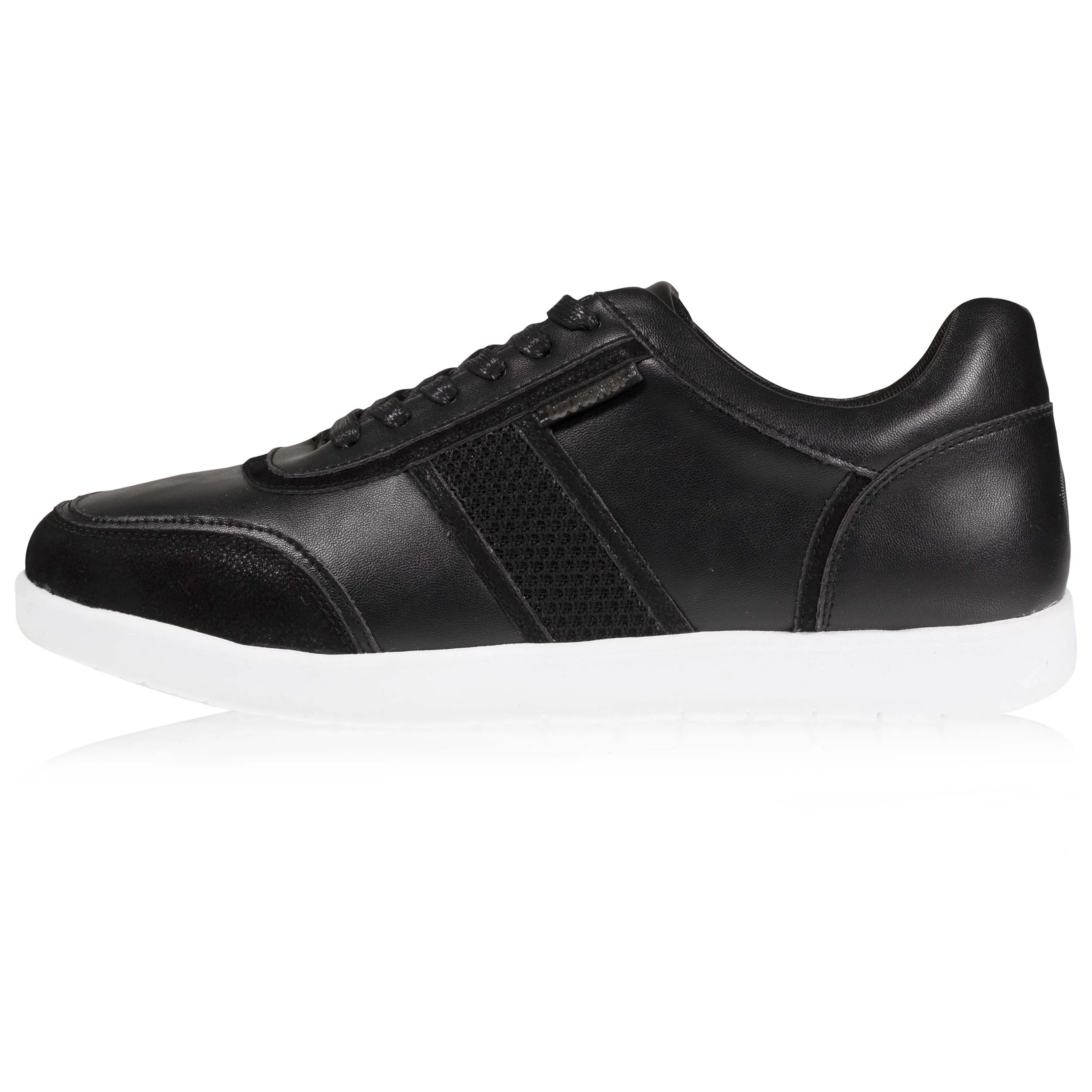 Black Comfort Men's Sneakers with Mixed Materials