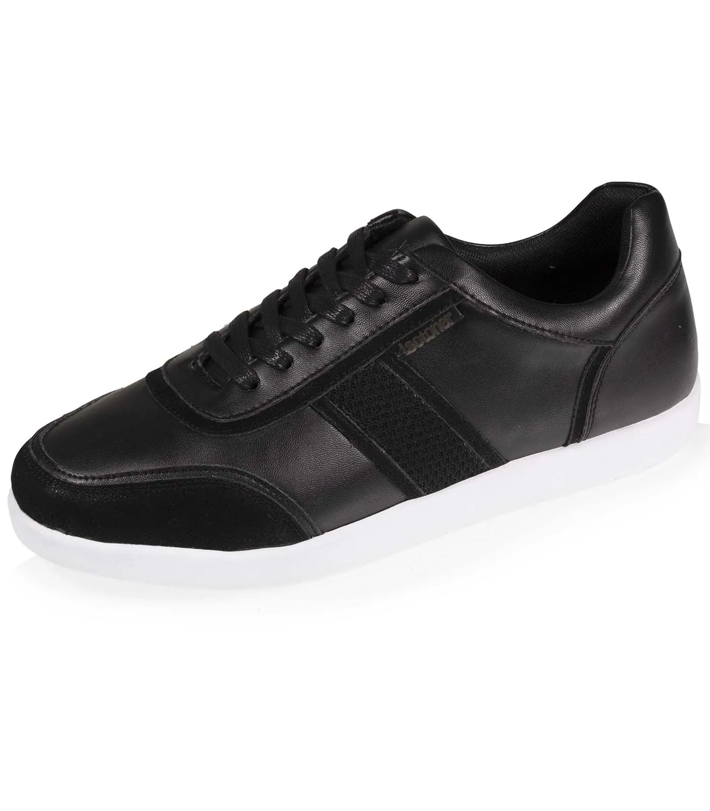 Black Comfort Men's Sneakers with Mixed Materials