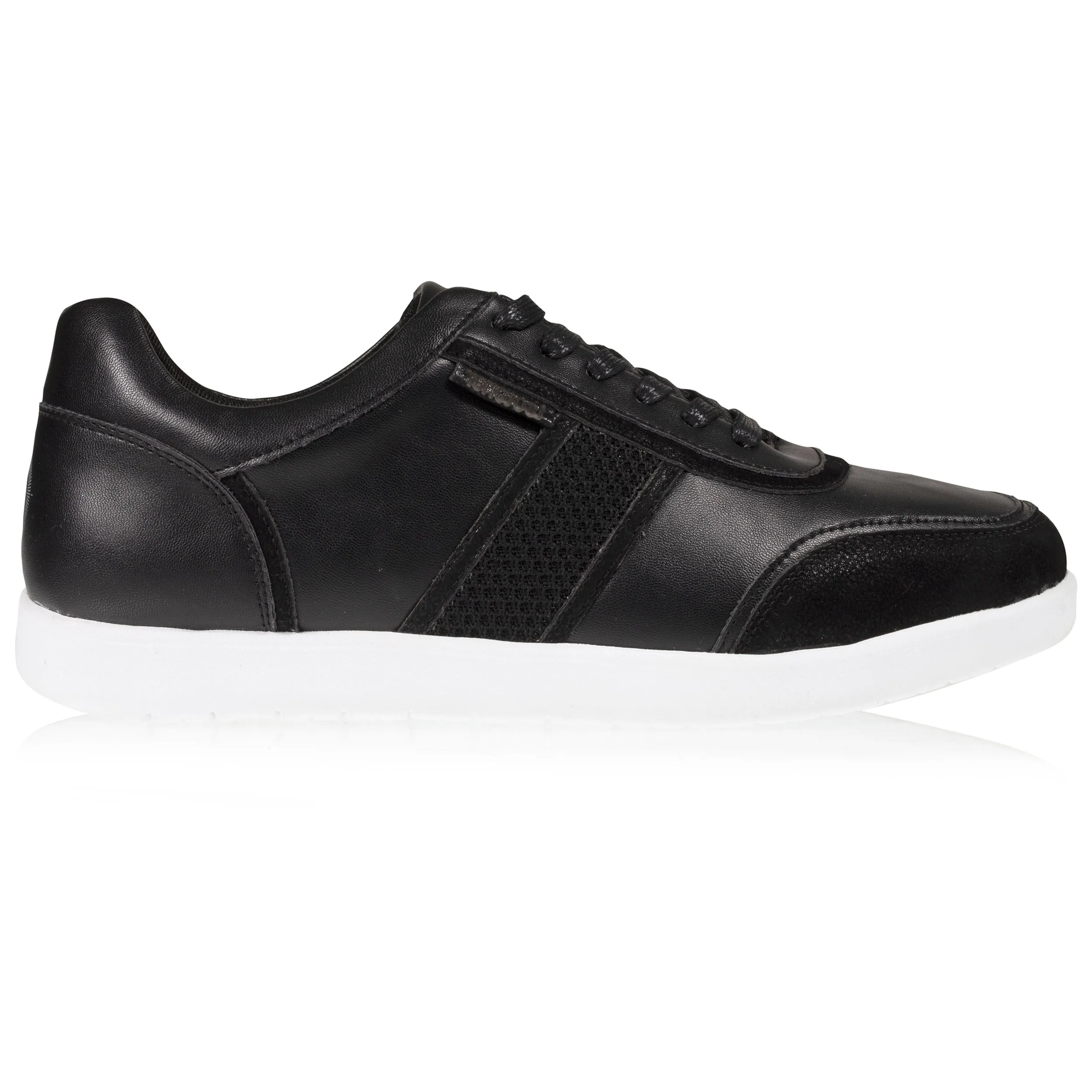 Black Comfort Men's Sneakers with Mixed Materials