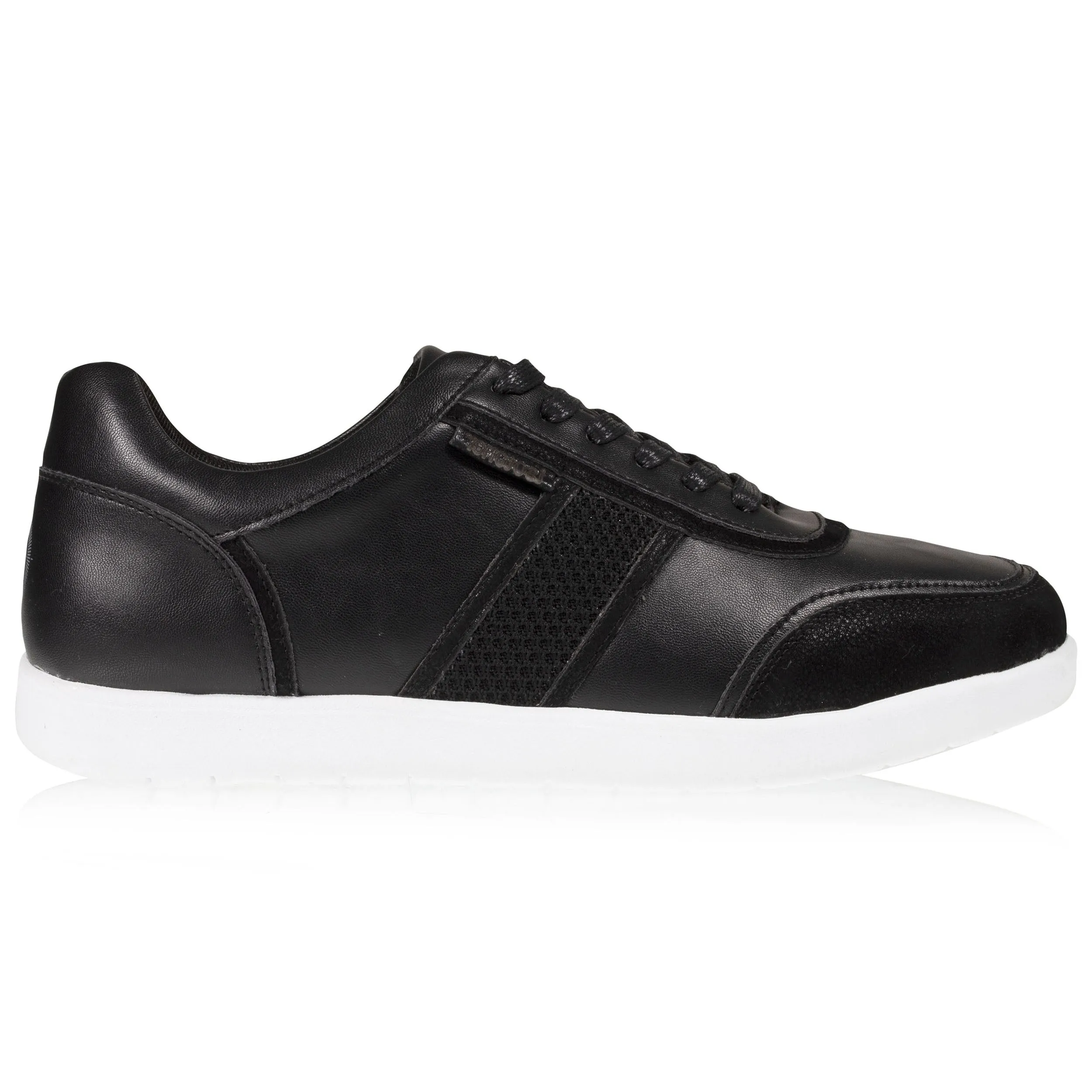 Black Comfort Men's Sneakers with Mixed Materials