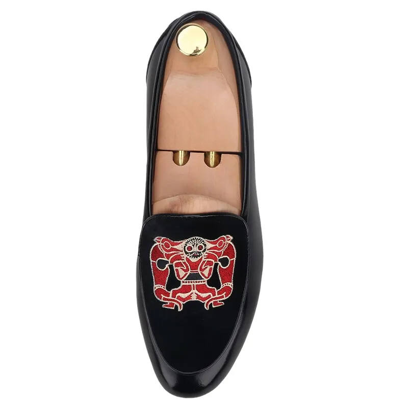 Black Cowhide Suede Loafers