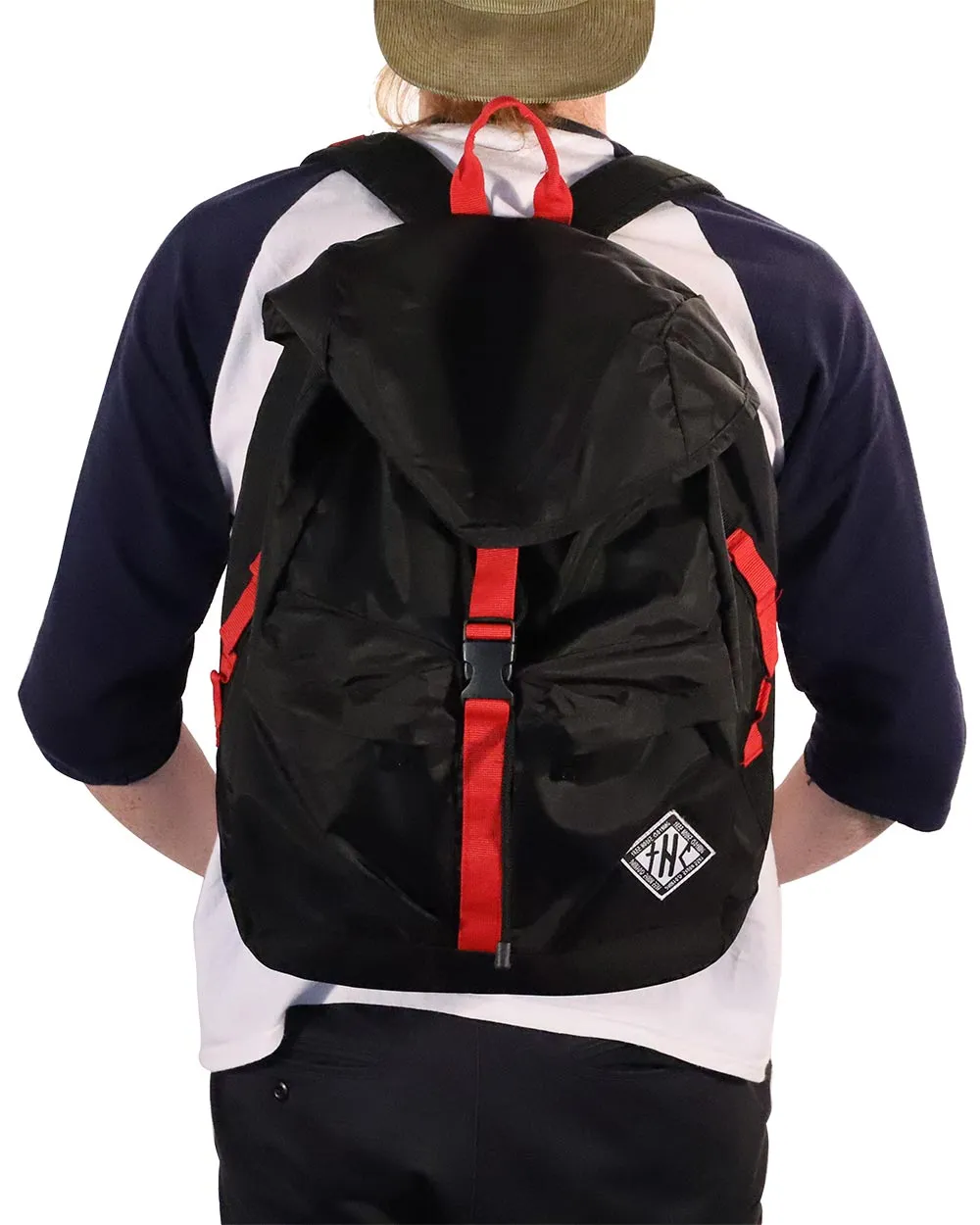 Black Foldable Drawstring Backpack