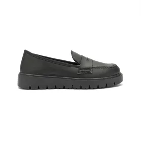 Black Leather Loafers School Treated