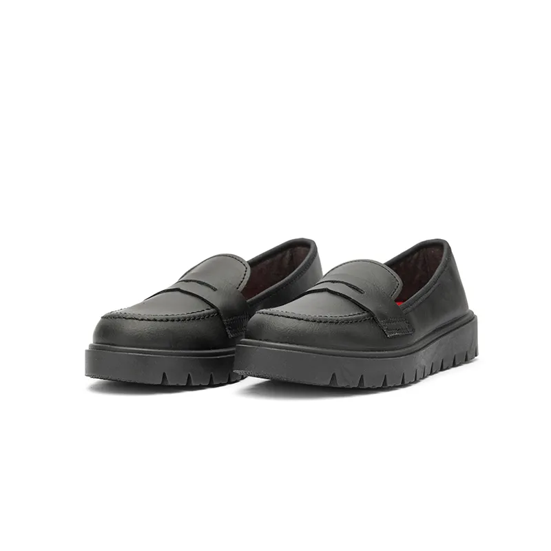 Black Leather Loafers School Treated