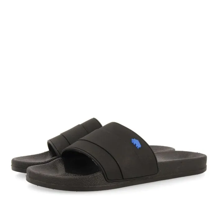 BLACK SLIPPERS WITH BLUE DETAIL FOR MEN BORGETTO