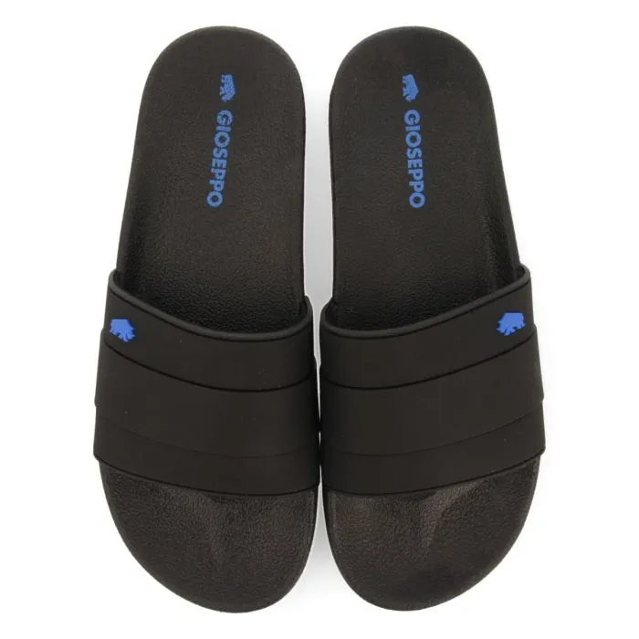 BLACK SLIPPERS WITH BLUE DETAIL FOR MEN BORGETTO