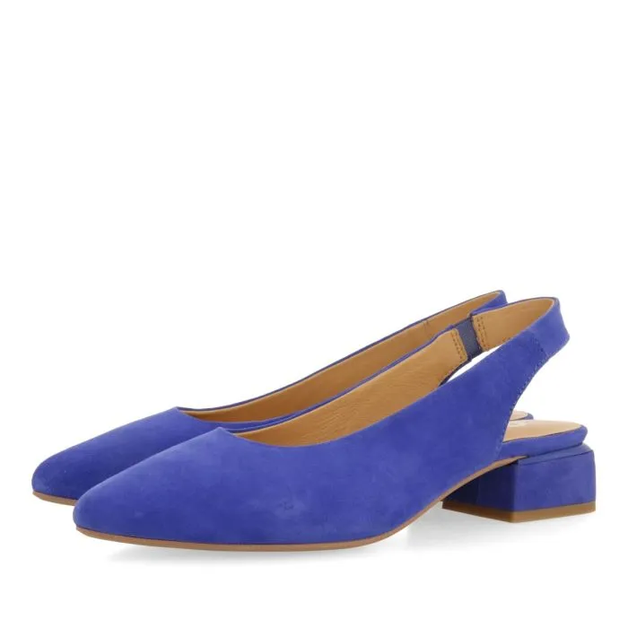 BLUE LEATHER UNHEELED BALLET FLATS FOR WOMEN MUHURR