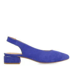 BLUE LEATHER UNHEELED BALLET FLATS FOR WOMEN MUHURR