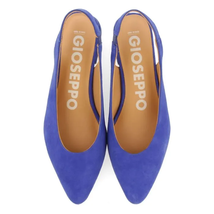 BLUE LEATHER UNHEELED BALLET FLATS FOR WOMEN MUHURR