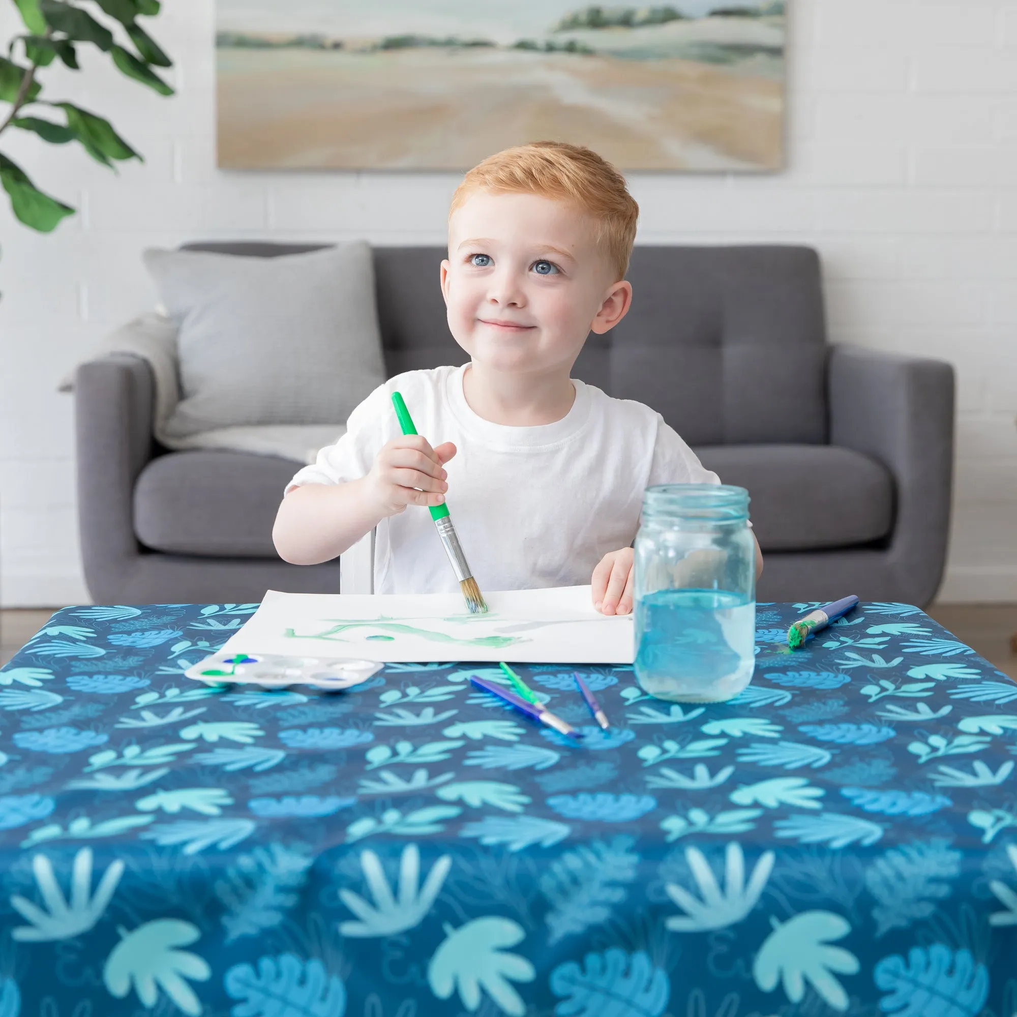 Blue Tropic Splat Mat | Durable & Easy-to-Clean | Ideal for Messy Activities