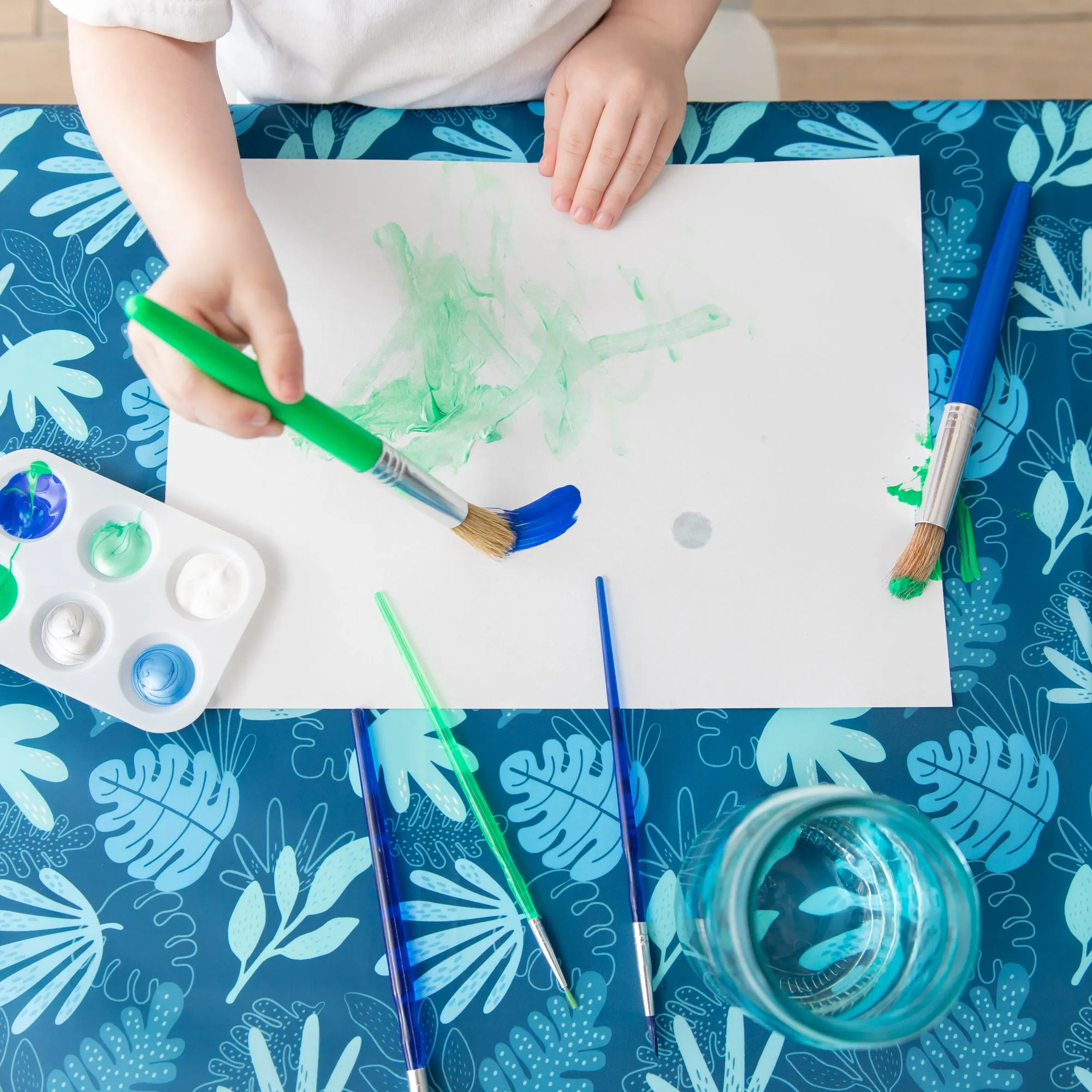 Blue Tropic Splat Mat | Durable & Easy-to-Clean | Ideal for Messy Activities